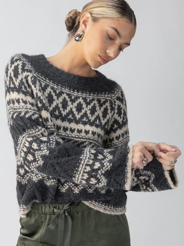 Early Access FairIsle Crew Neck Sweater ~Heather Ash Multi