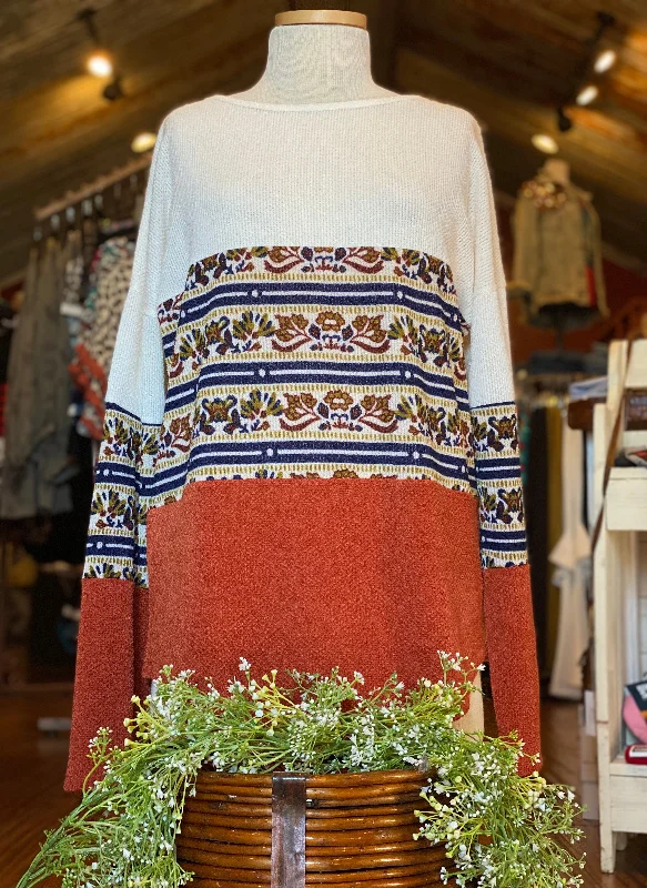 While Supplies Last Ethnic Colored Block Sweater (MEDIUM)