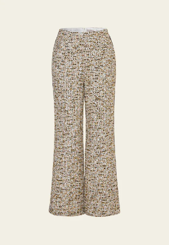 Now or Never Concealed-fastening Flared Mixed Tweed Trousers