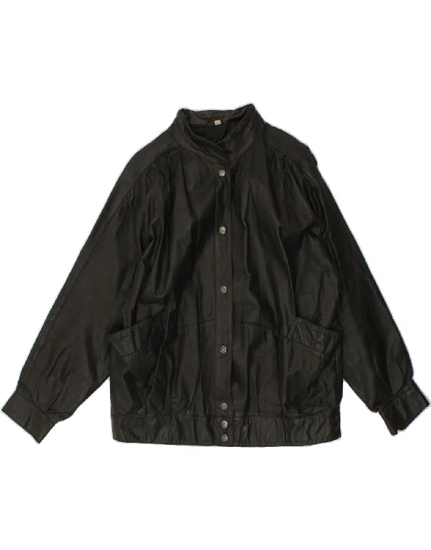Buy Now VINTAGE Womens Leather Jacket UK 14 Large Black Leather