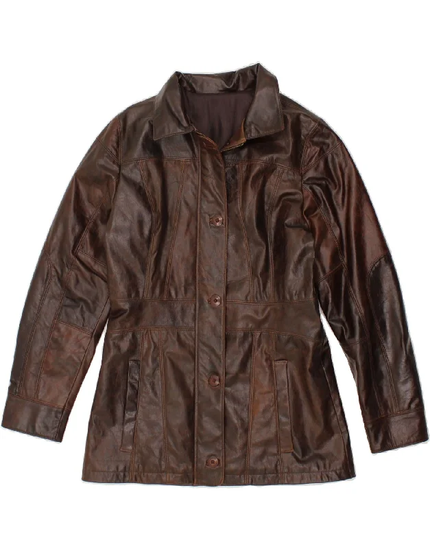 Early Access VINTAGE Womens Leather Jacket UK 16 Large Brown