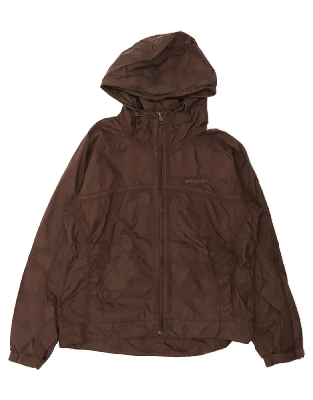Unbeatable Prices COLUMBIA Womens Hooded Rain Jacket UK 16 Large Brown Nylon