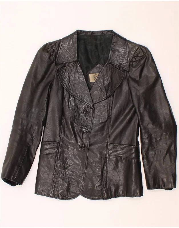Major Savings GRUNO ET CHARDIN Womens Leather Jacket UK 10 Small Black Leather