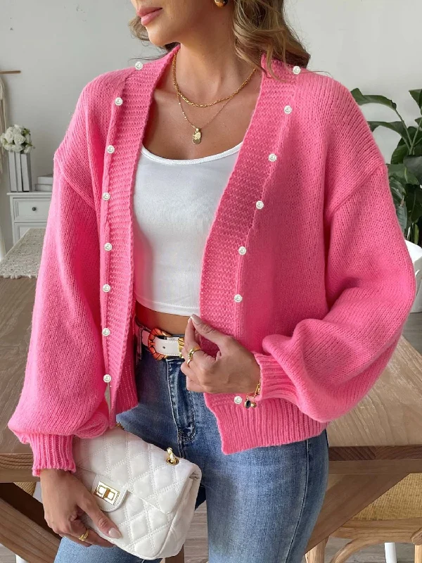 Weekend Savings Bonanza Pearl Open Front Long Sleeve Cardigan