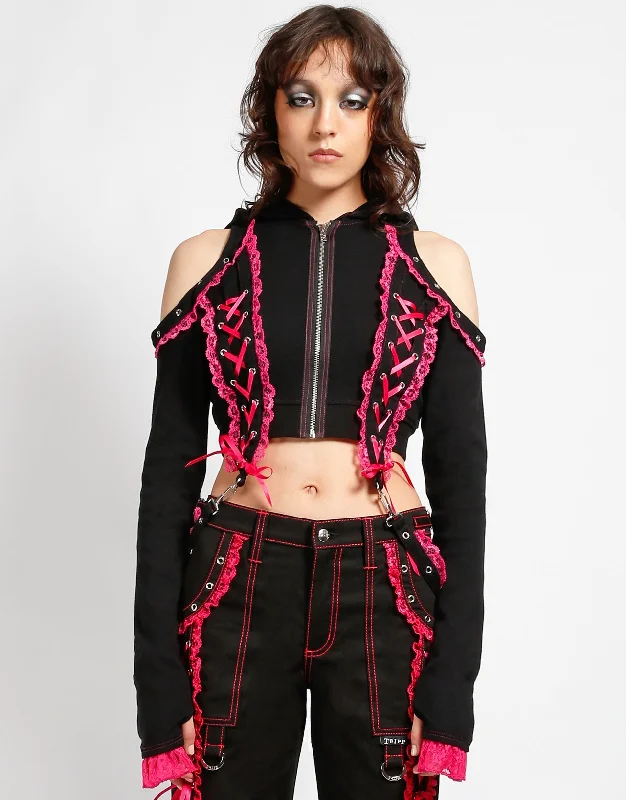 Great Bargains LOLITA CROP HOODY PINK