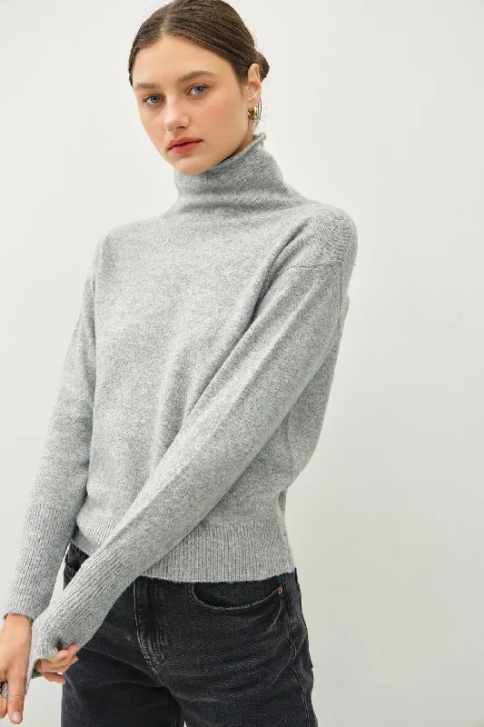 Clearance Event High Turtle Neck Sweater with Raw Edge