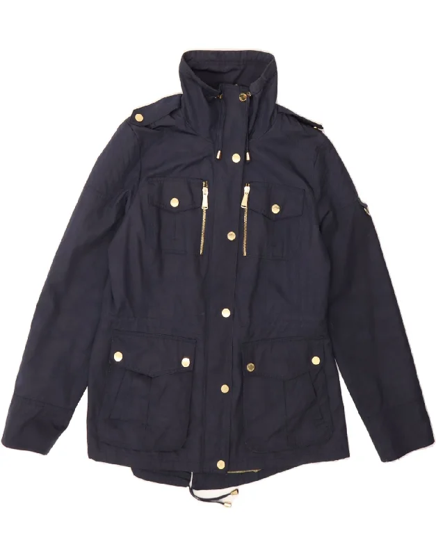 Pay Less MICHAEL KORS Womens Military Jacket UK 14 Medium Navy Blue Polyester