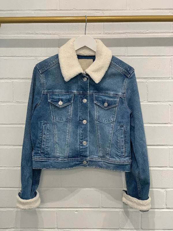 New Deals Relaxed Vivienne Crop W/ Faux Shearling - Valerie Distressed