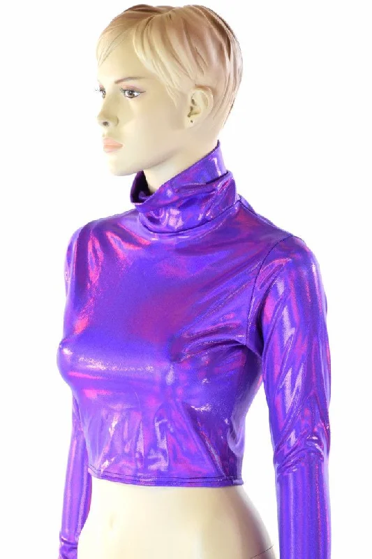 Take Advantage Grape Turtle Neck Crop