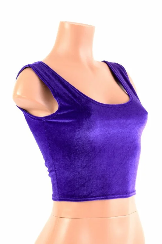 The Best Prices Purple Velvet Crop Top