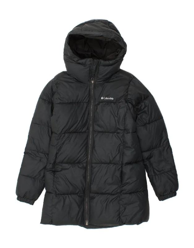 Super Deal COLUMBIA Womens Hooded Padded Coat UK 10 Small Black Polyester