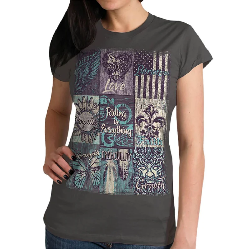 Holiday Sale Hot Leathers GLR1521 Ladies Riding Is Everything Charcoal T-Shirt