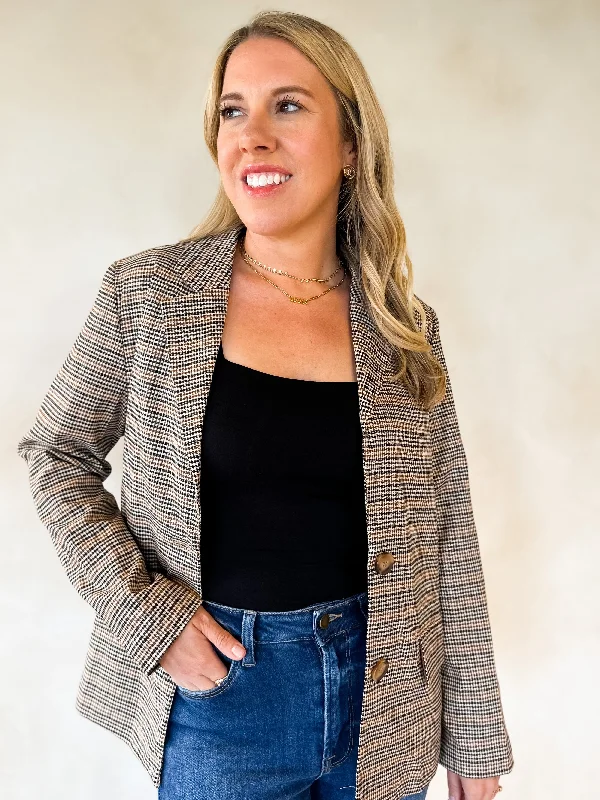 Final Clearance Glen Check Plaid Blazer