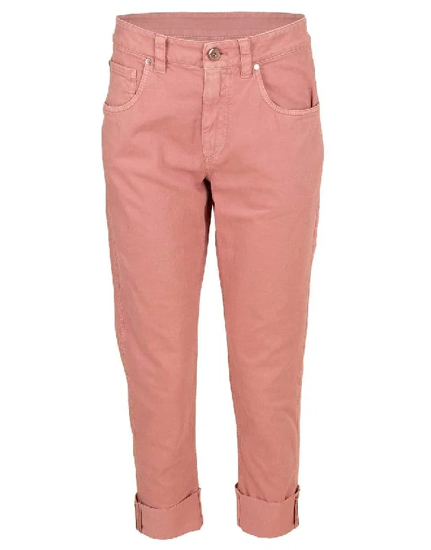 Exclusive Savings Pink Cuffed Garment Dyed Jean