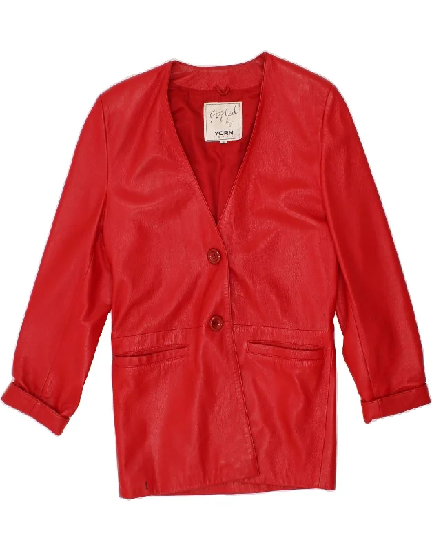 Season Finale Sale VINTAGE Womens 2 Button Leather Blazer Jacket EU 36 Small Red Leather Season Finale Sale VINTAGE Womens 2 Button Leather Blazer Jacket EU 36 Small Red Leather