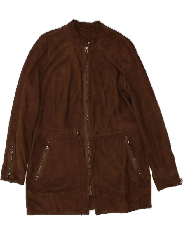 Price Fest BIBA Womens Leather Coat UK 10 Small Brown Leather