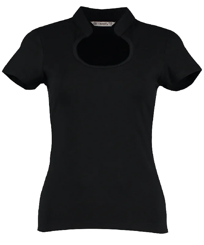 Buy Now Womens corporate top keyhole neck (regular fit) | Black