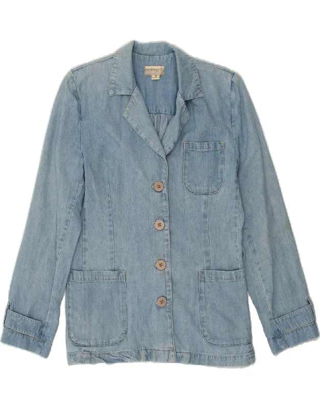 Sneak Peek Sale COLDWATER CREEK Womens 4 Button Denim Blazer Jacket US 4 Small Blue