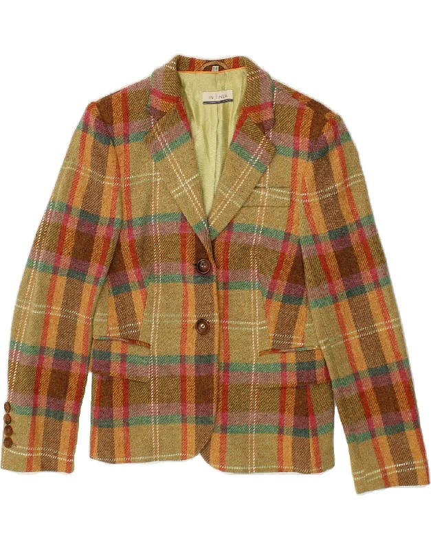 Unbeatable Deal VINTAGE Womens 2 Button Blazer Jacket UK 12 Medium  Green Check Wool