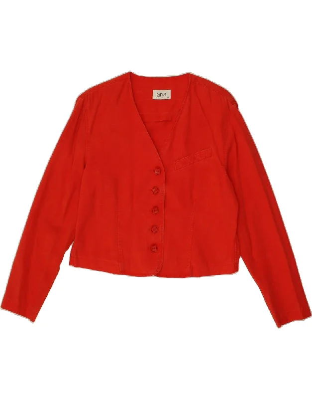 Big Deal VINTAGE Womens Crop 5 Button Blazer Jacket UK 14 Medium Red Lyocell