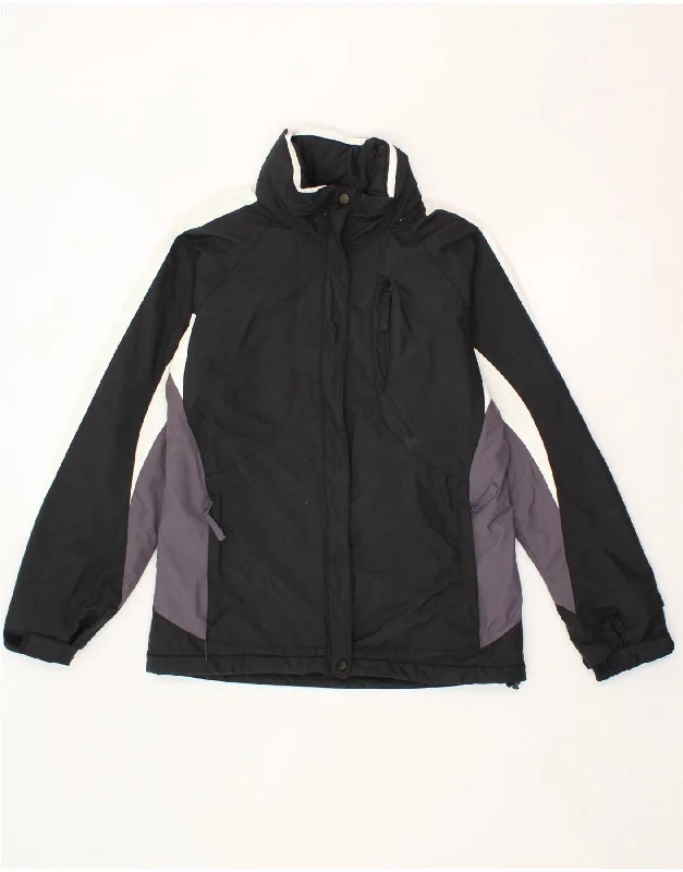Deal Zone COLUMBIA Womens Hooded Windbreaker Jacket UK 14 Medium Black Colourblock