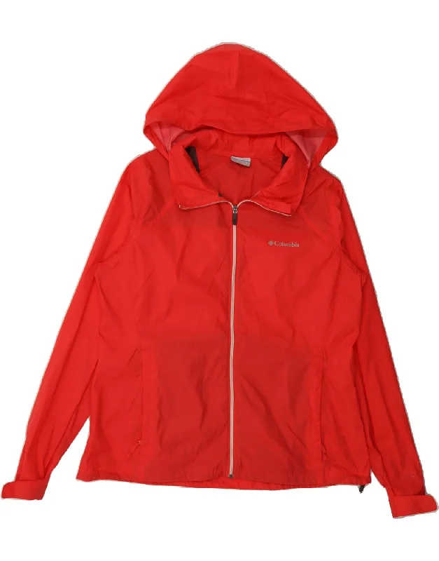 Buy More, Save More COLUMBIA Womens Hooded Rain Jacket UK 16 Large Red Polyester