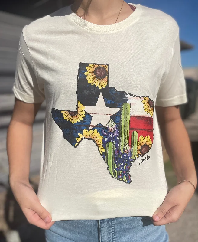 Unwind with Weekend Discounts Cactus Sunflower Texas Tee