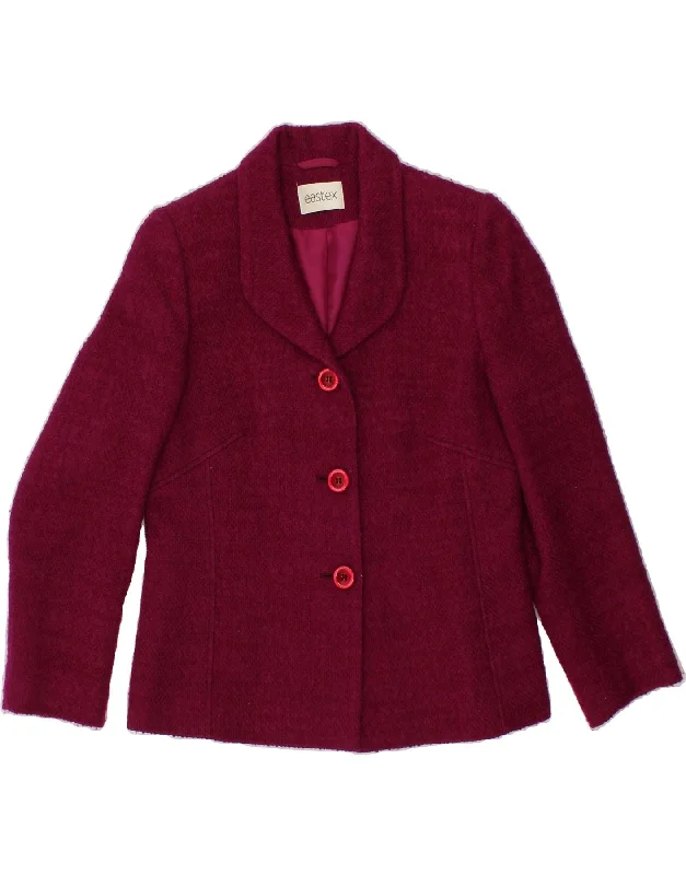 Special Buy EASTEX Womens 3 Button Blazer Jacket UK 10 Small Maroon Wool