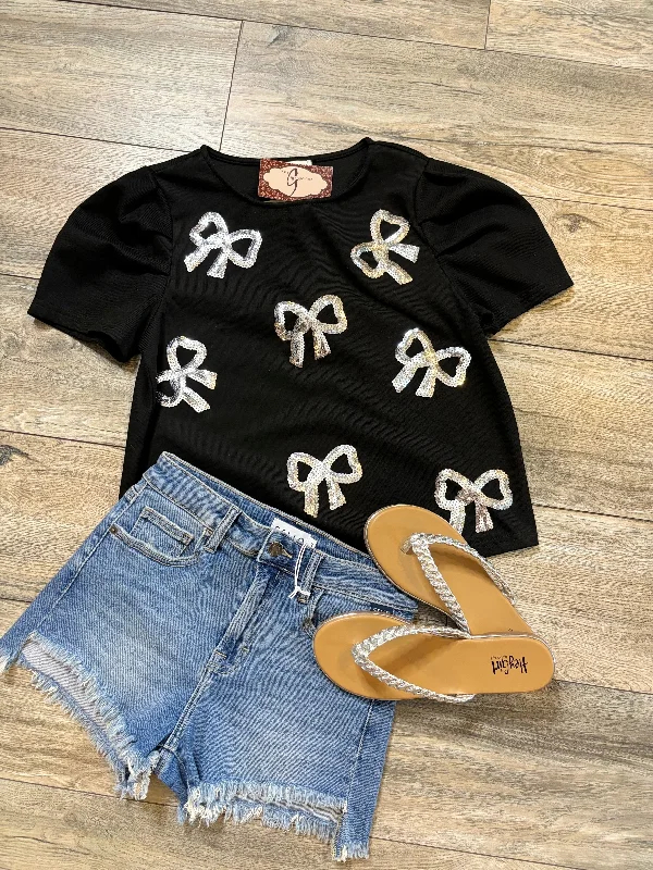Weekend Deal Sequin Bow Crop