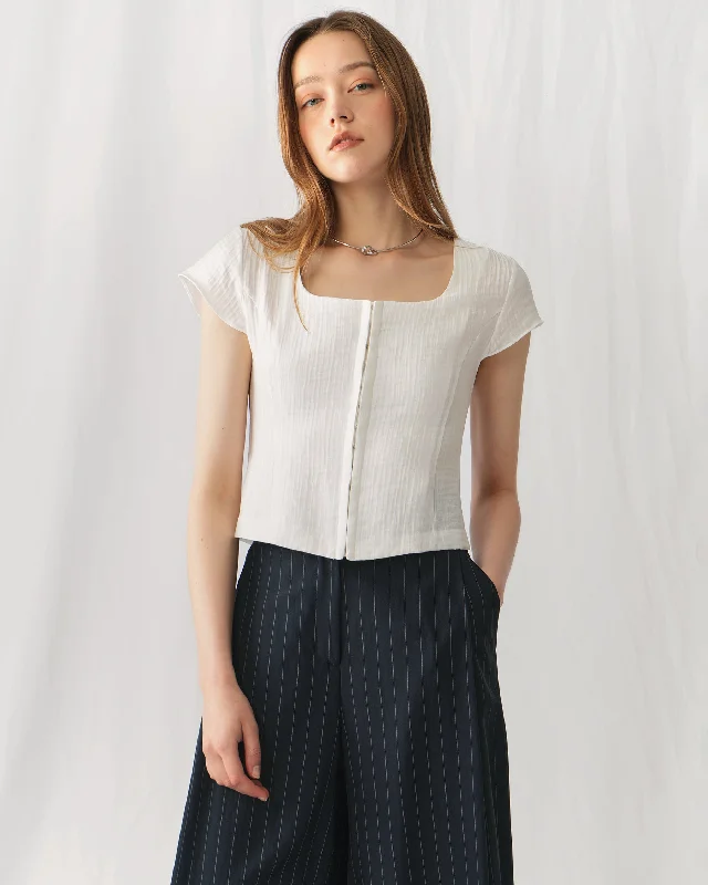 Weekend Deal Shimmering Square Neck Blouse