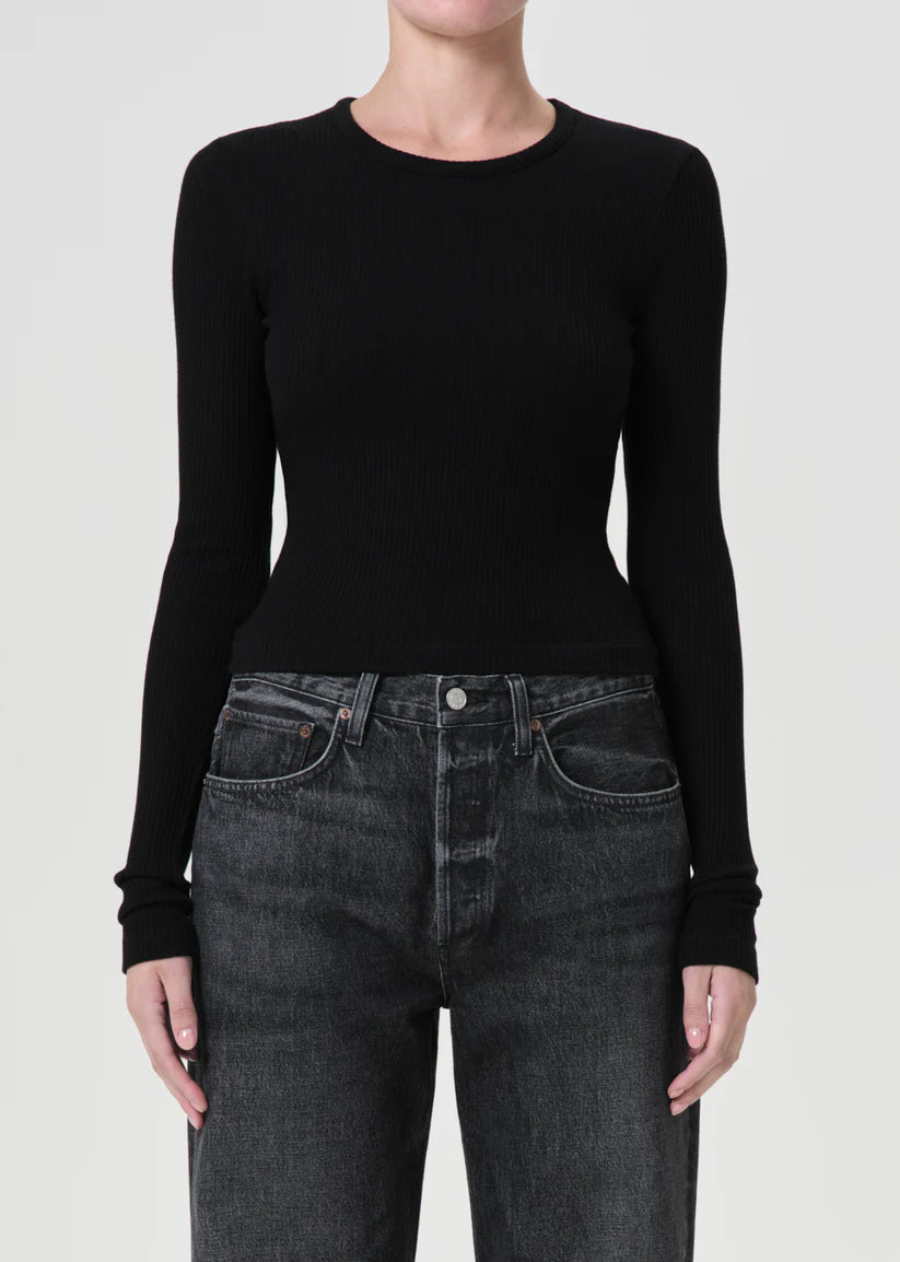 Today's Deal Alma Shrunken Crewneck~ Black