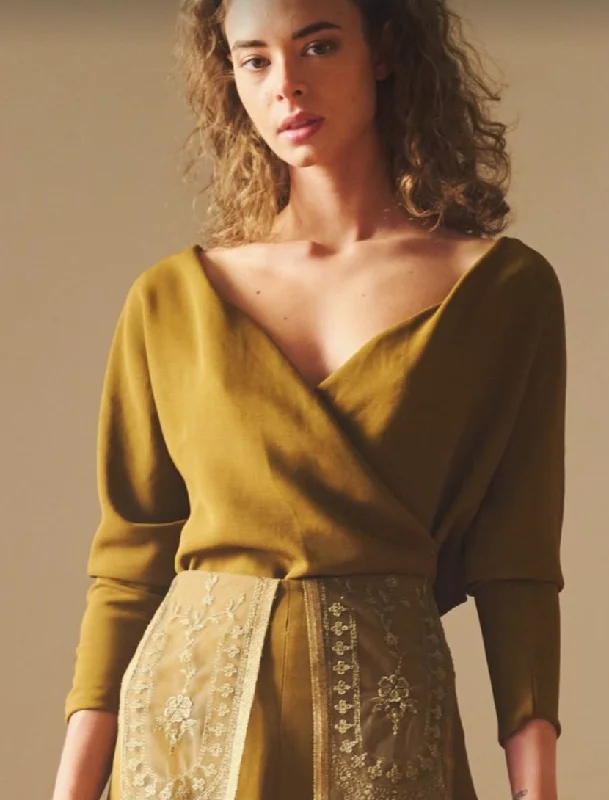 Bonus Savings T.ba Wrap Crepe Long Sleeve Blouse