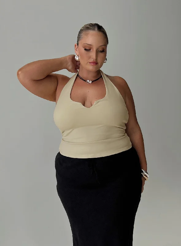 Price Cut Evangelene Halter Top Ecru Curve