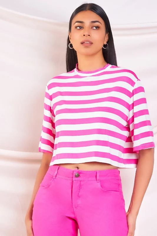 One-Day Only Stripe Cropped Tee