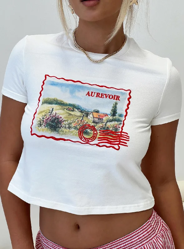 Amazing Deals Au Revoir France Tee White
