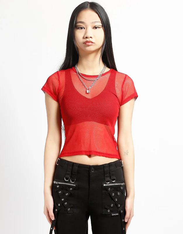 Super Discount BABY TEE FISHNET RED