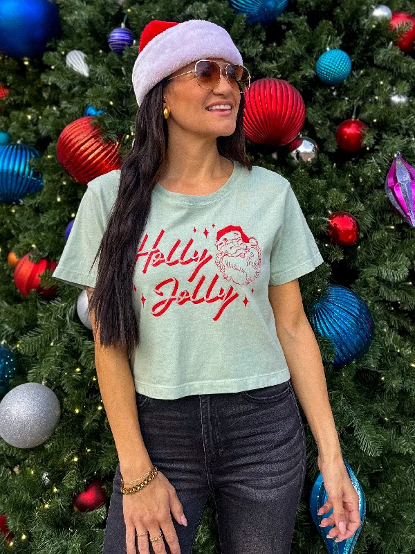 Buy More, Save More Holly Jolly Graphic Crop Tee - Mint