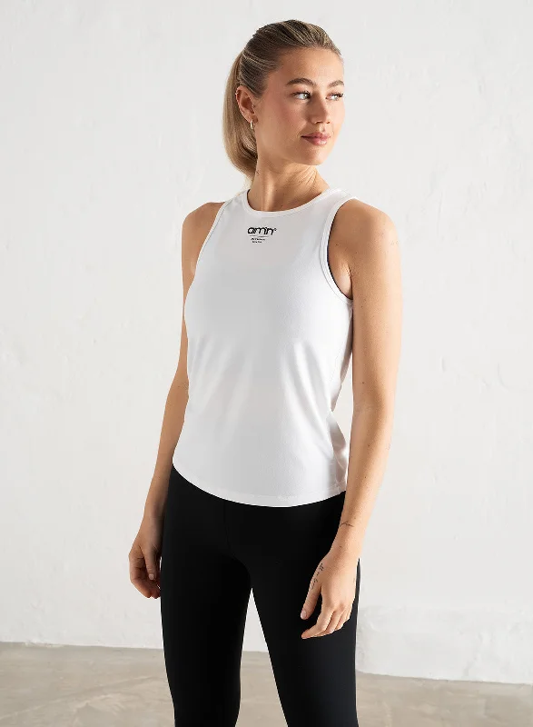 Closeout Sale White Soft Basic Edge Tank Top