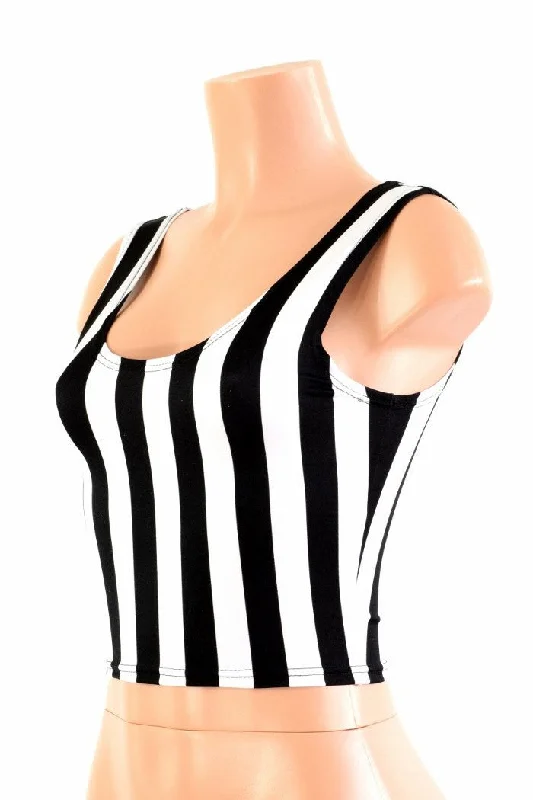 Super Bargain Black and White Stripe Crop Tank Top