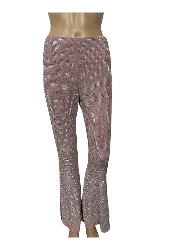 Big Savings Pink with Silver Rhinestone Flared Pants