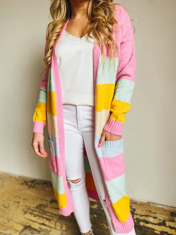 Final Clearance Spring Time Striped Cardigan