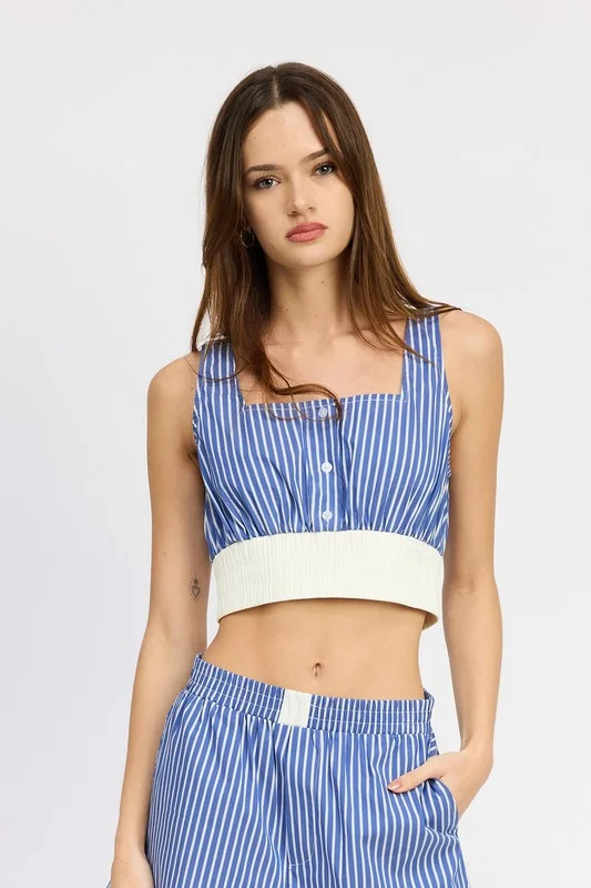 Act Now STRIPED CROP TANK TOP