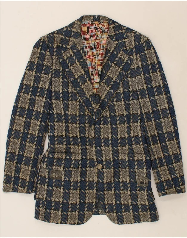 New Deals DC Womens 1 Button Blazer Jacket UK 14 Medium Blue Check