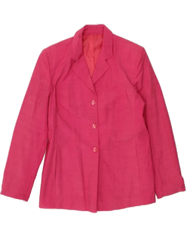 Price Reduction STEILMANN  Womens 3 Button Blazer Jacket UK 14 Large Pink Polyester