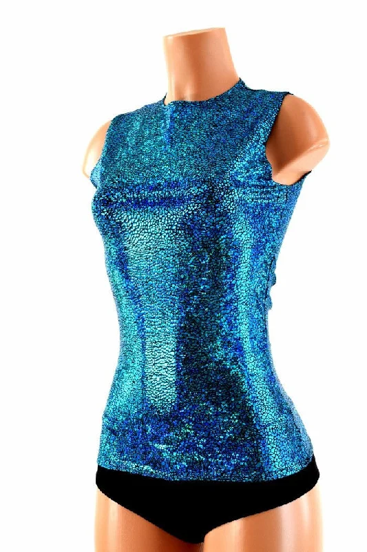 Weekend Discounts to Relish Full Length Crew Neck Holographic Top