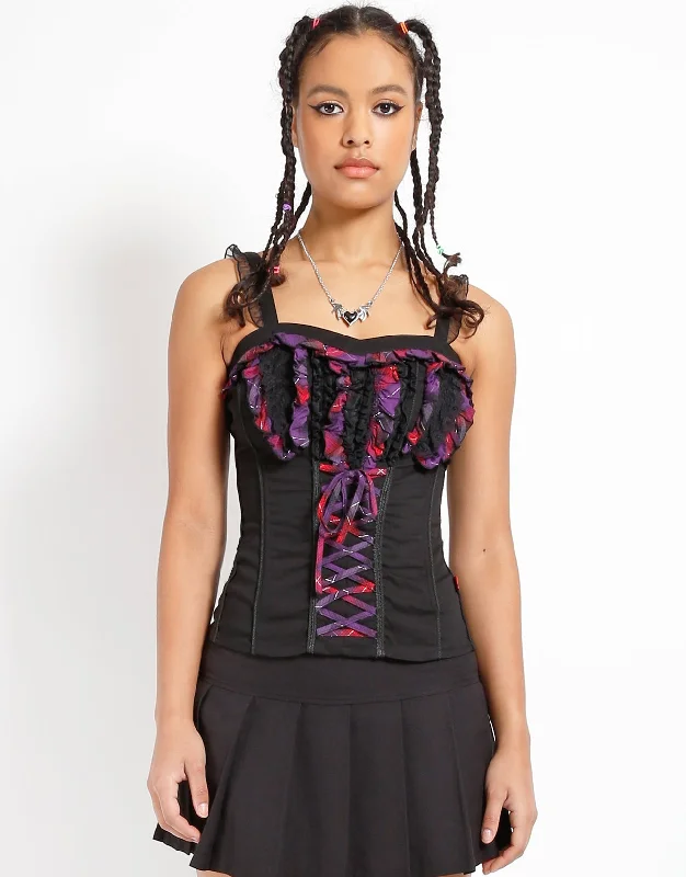 Steals and Deals RUFFLE PLAID LACEUP CORSET