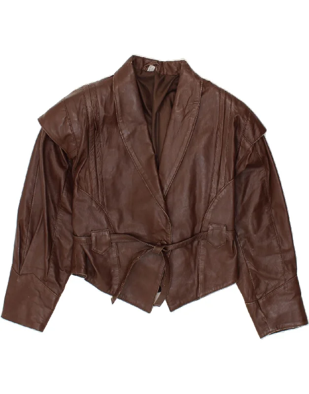 Unmissable Sale VINTAGE Womens Leather Jacket UK 14 Large  Brown Leather