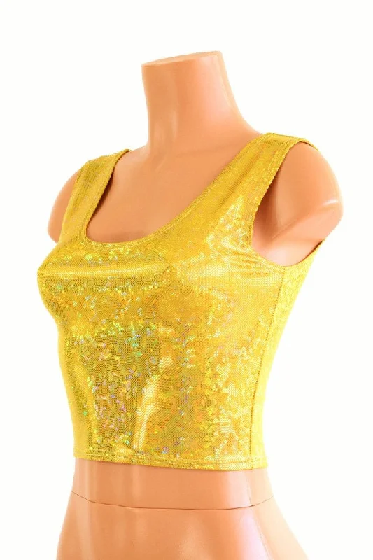 Shop and Save Gold Kaleidoscope Crop Tank