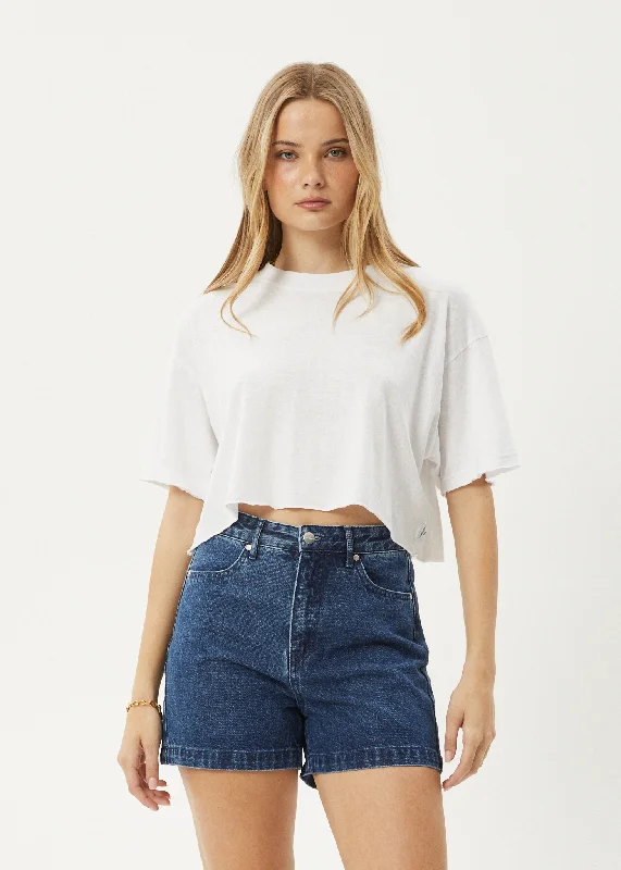 Price Drop AFENDS Womens Slay Cropped - Oversized Tee - White