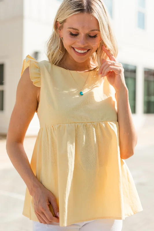 Deal Mania Need Some Time Yellow Ruffled Tank